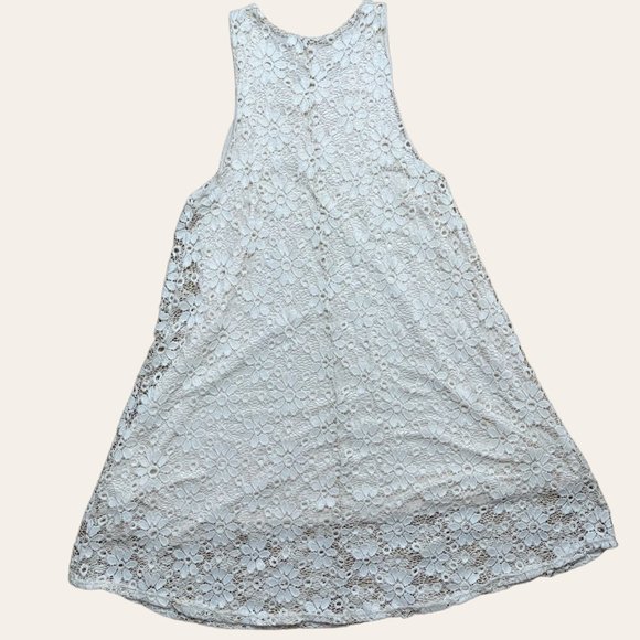 Ginger G A-Line Dress Medium M Cream Full Lace Lined Knee Length Stretch - Picture 10 of 16